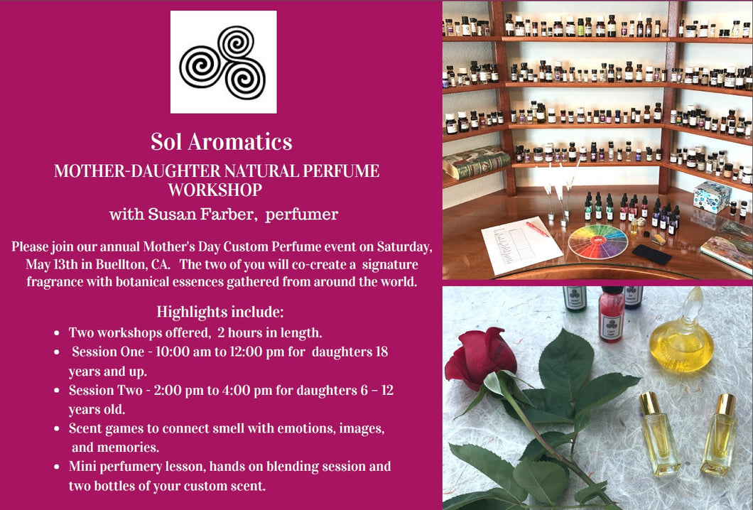 Mother's Day Custom Perfume event - Saturday, May 13th.